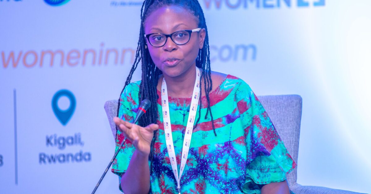 Sarah Macharia speaks at the AWiM 2023 conference